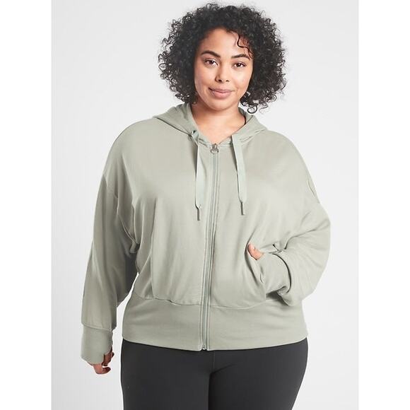 Athleta Balance Sweatshirt Sage Green Large Zip Up Hoodie Comfort Lounge Casual - Picture 4 of 10